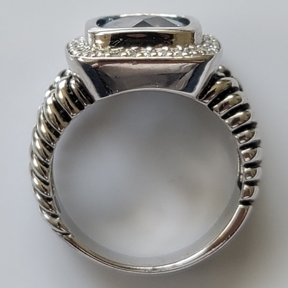 Blue Cubic Zirconia Double Cable Style Blue Ice Ring Size 9.25 - Picture 9 of 12